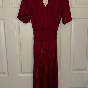 Red Midi Semiformal with V-Neck